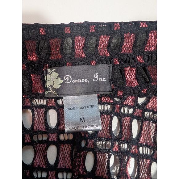 Damee Jacket Womens Medium Pink Black Open Knit Lightweight Career - Picture 5 of 9